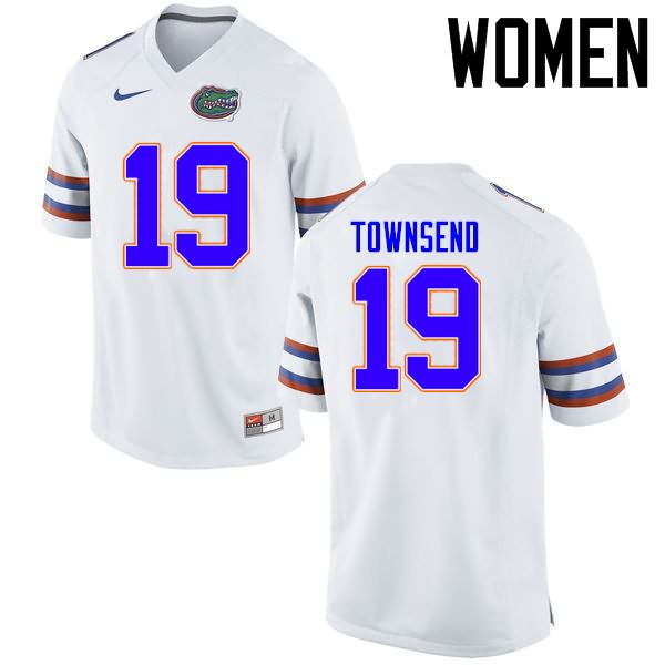 Women's NCAA Florida Gators Johnny Townsend #19 Stitched Authentic Nike White College Football Jersey AVB4665SI